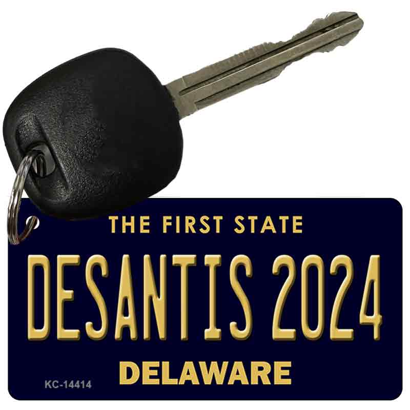 KC-14414 3 x 1.5 in. Desantis 2024 Delaware Novelty Rectangle Metal Key Chain