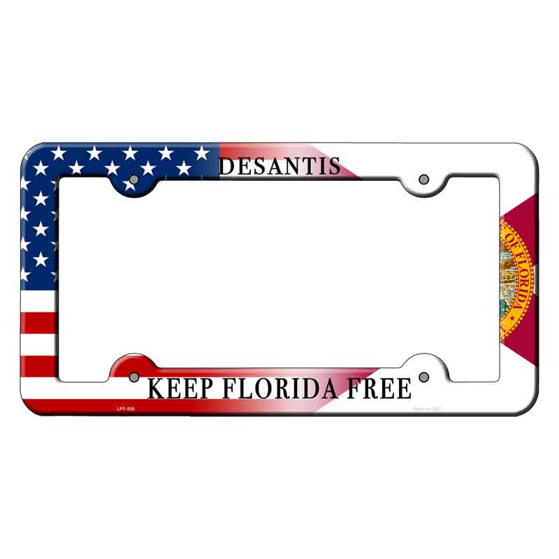 LPF-506 6 x 12 in. Desantis Keep Florida Free Novelty Rectangle Metal License Plate Frame