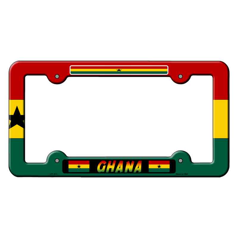 LPF-513 6 x 12 in. Ghana Flag Novelty Rectangle Metal License Plate Frame