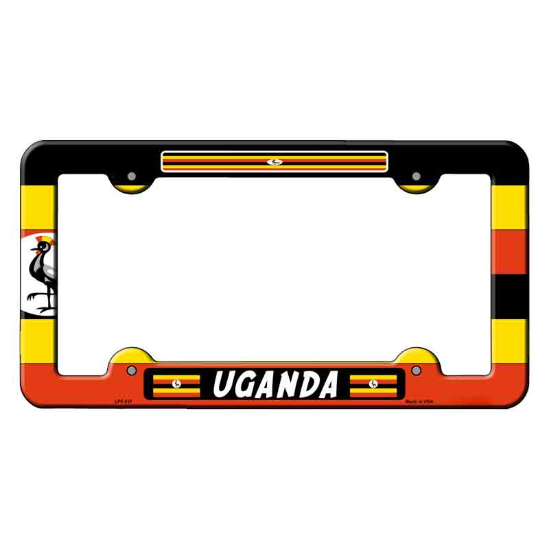 LPF-517 6 x 12 in. Uganda Flag Novelty Rectangle Metal License Plate Frame