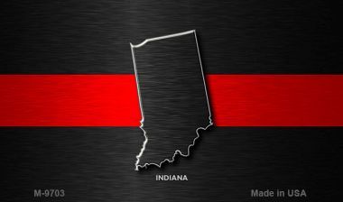M-9703 Indiana Thin Red Line Novelty Metal Magnet - 3.5 x 2 in.