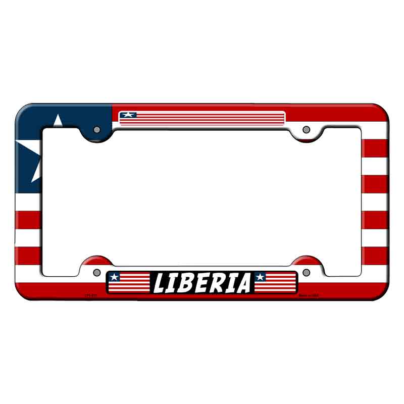 LPF-511 6 x 12 in. Liberia Flag Novelty Rectangle Metal License Plate Frame