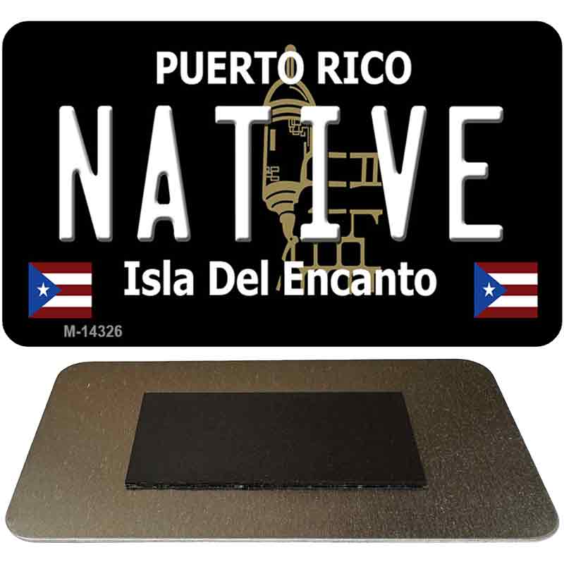 M-14326 3.5 x 2 in. Native Puerto Rico Black Novelty Rectangle Metal Magnet