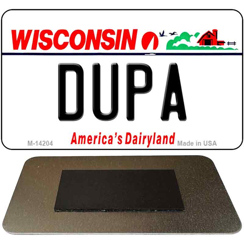 M-14204 3.5 x 2 in. Dupa Wisconsin Novelty Rectangle Metal Magnet