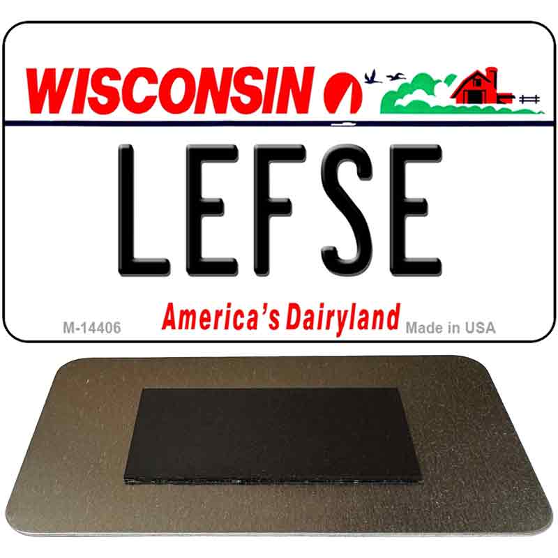 M-14406 3.5 x 2 in. Lefse Wisconsin Novelty Rectangle Metal Magnet