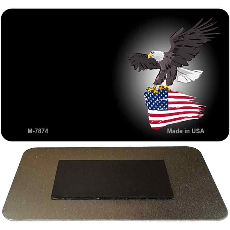 M-7874 3.5 x 2 in. Eagle Flag Offset Novelty Rectangle Metal Magnet