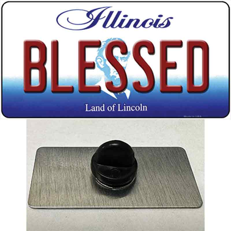 PIN-LP-10313 1.5 x 0.75 in. Blessed Illinois Novelty Rectangle Metal Hat Pin