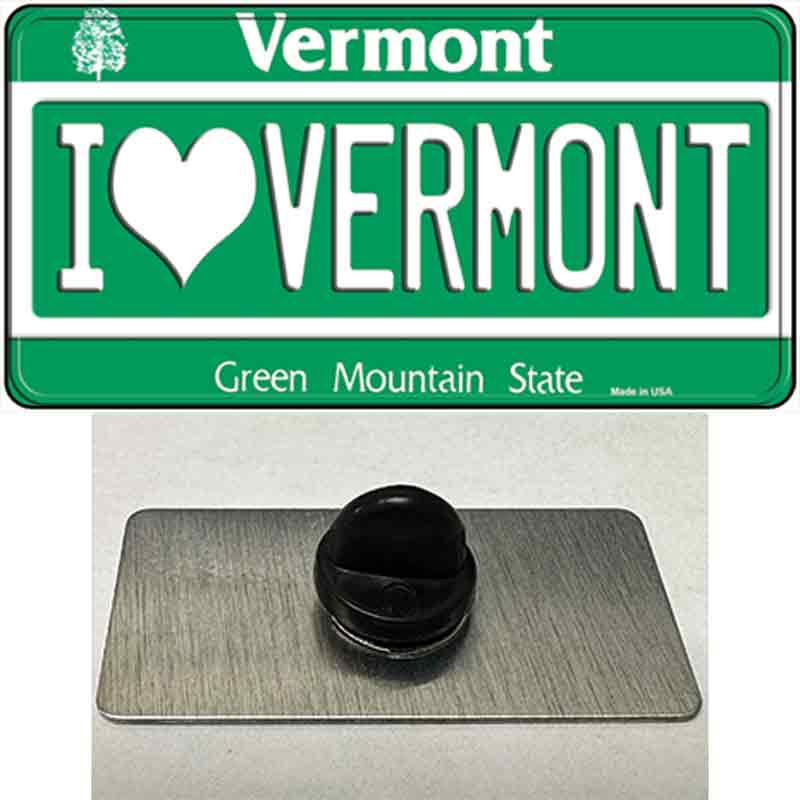 PIN-LP-10659 1.5 x 0.75 in. I Love Vermont Novelty Rectangle Metal Hat Pin -  Smart Blonde