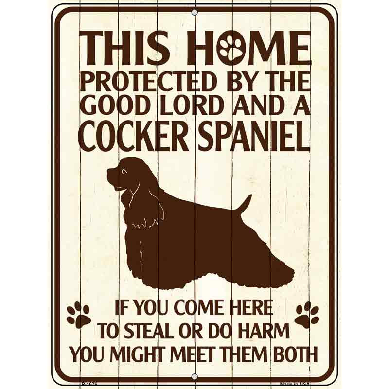 P-1676 9 x 12 in. This Home Protected by A Cocker Spaniel Rectangle Metal Novelty Parking Sign