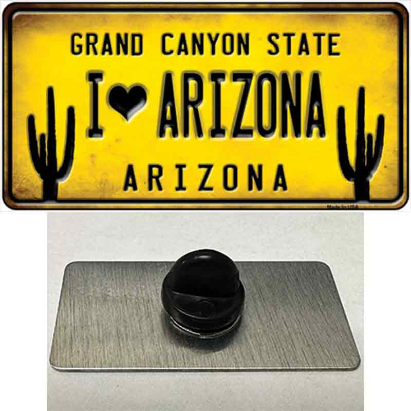 PIN-LP-12310 1.5 x 0.75 in. I love Arizona Yellow Novelty Rectangle Metal Hat Pin -  Smart Blonde