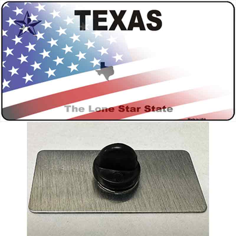 PIN-LP-12453 1.5 x 0.75 in. Texas White with American Flag Novelty Rectangle Metal Hat Pin
