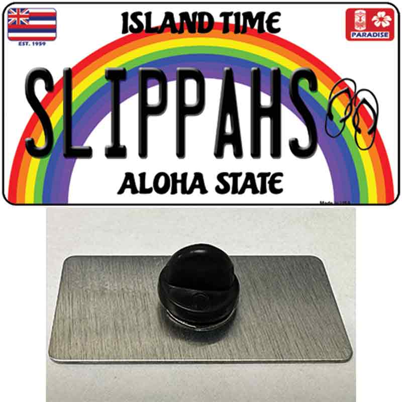 PIN-LP-12558 1.5 x 0.75 in. Slippahs Hawaii Novelty Rectangle Metal Hat Pin