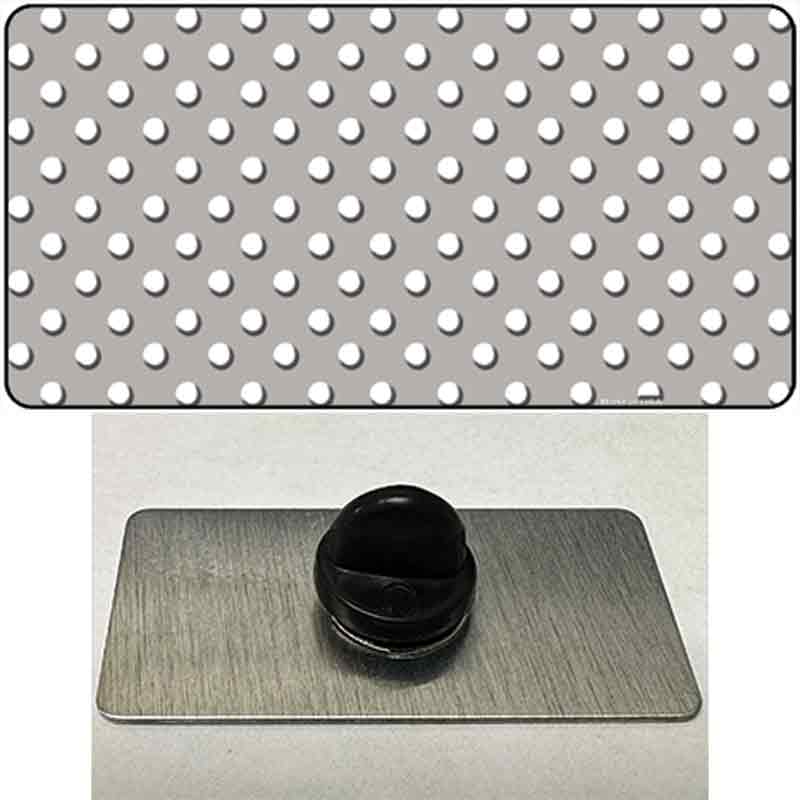 PIN-LP-4372 1.5 x 0.75 in. Grey Polka Dot Novelty Rectangle Metal Hat Pin