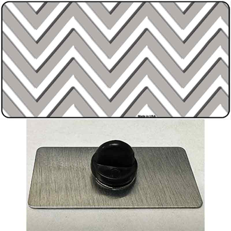 PIN-LP-4474 1.5 x 0.75 in. Grey & White Large Chevron Novelty Rectangle Metal Hat Pin
