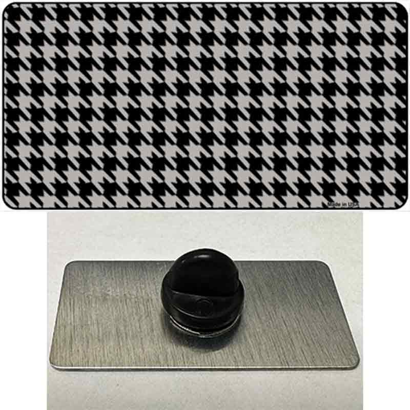 PIN-LP-4566 1.5 x 0.75 in. Grey & Black Houndstooth Novelty Rectangle Metal Hat Pin