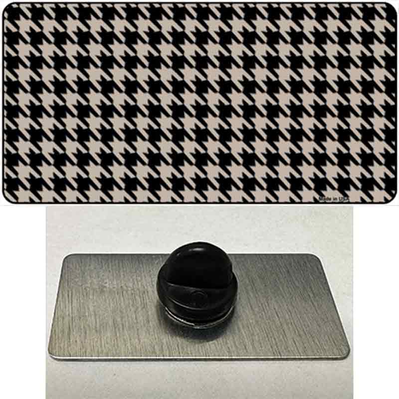 PIN-LP-4571 1.5 x 0.75 in. Tan & Black Houndstooth Novelty Rectangle Metal Hat Pin