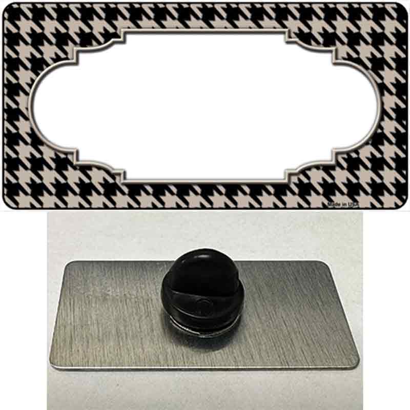PIN-LP-4600 1.5 x 0.75 in. Tan & Black Houndstooth Scallop Center Novelty Rectangle Metal Hat Pin