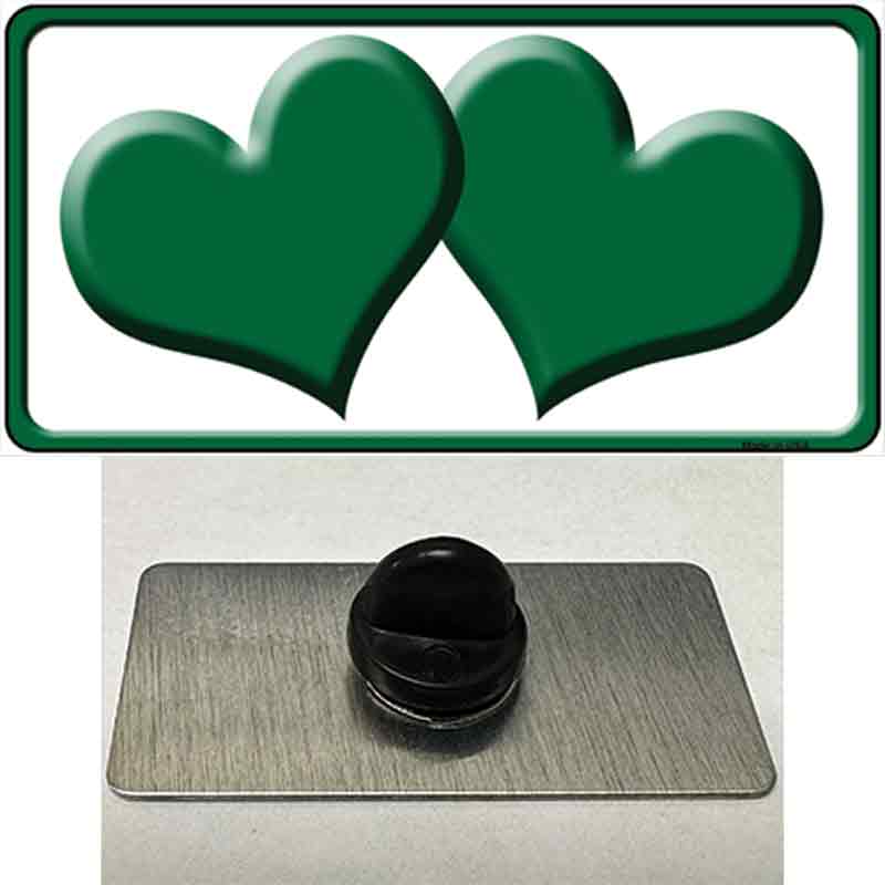 PIN-LP-2457 1.5 x 0.75 in. Solid Green Centered Hearts White Novelty Rectangle Metal Hat Pin