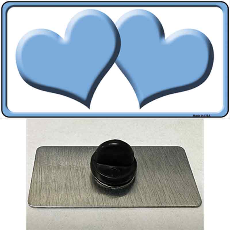 PIN-LP-2465 1.5 x 0.75 in. Solid Light Blue Centered Hearts White Novelty Rectangle Metal Hat Pin