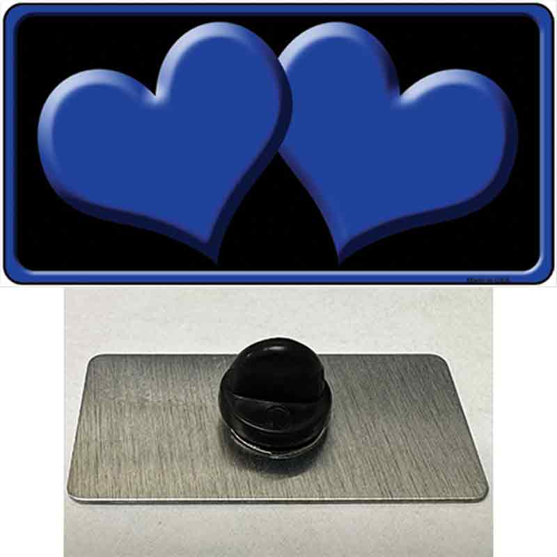 PIN-LP-2468 1.5 x 0.75 in. Solid Blue Centered Hearts Black Novelty Rectangle Metal Hat Pin