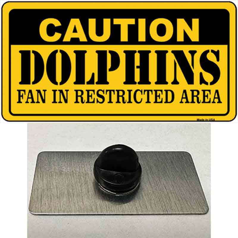 PIN-LP-2529 1.5 x 0.75 in. Caution Dolphins Novelty Rectangle Metal Hat Pin
