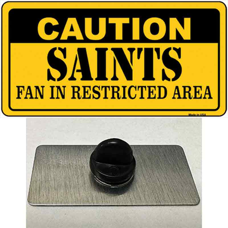 PIN-LP-2531 1.5 x 0.75 in. Caution Saints Novelty Rectangle Metal Hat Pin