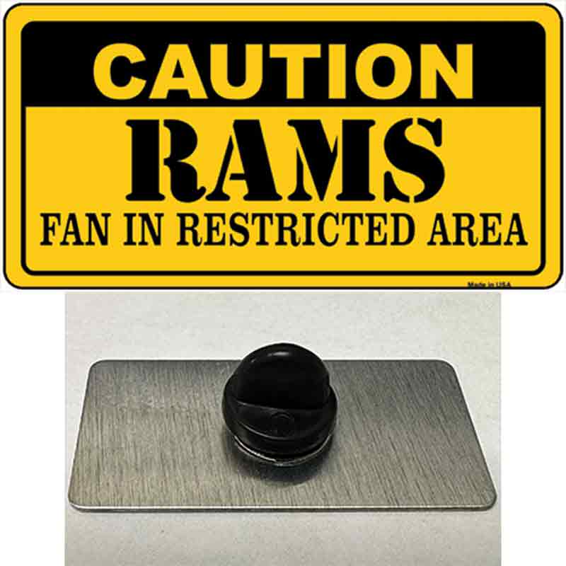 PIN-LP-2544 1.5 x 0.75 in. Caution Rams Novelty Rectangle Metal Hat Pin