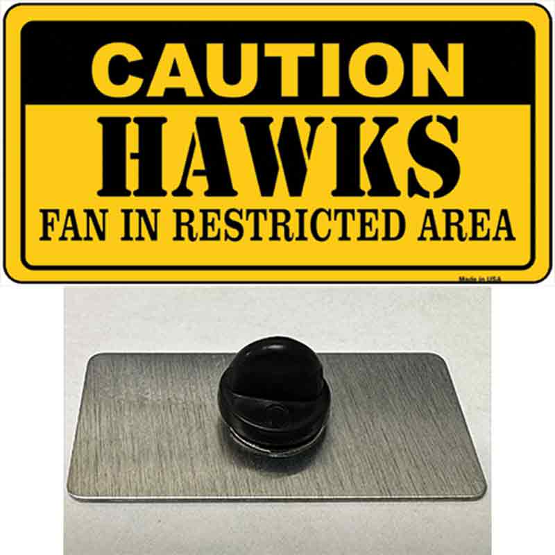 PIN-LP-2593 1.5 x 0.75 in. Caution Hawks Fan Novelty Rectangle Metal Hat Pin