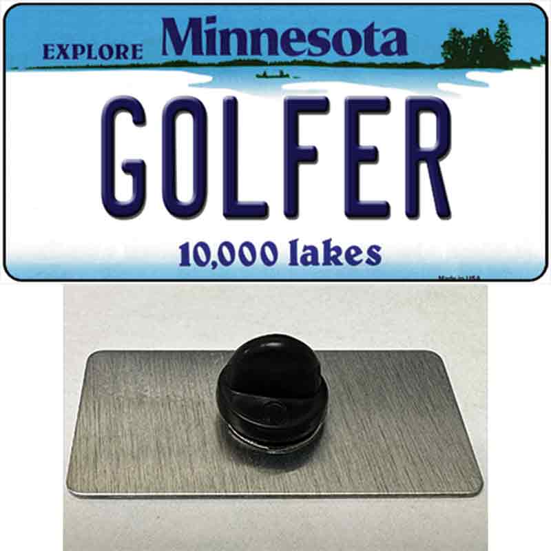 PIN-LP-11075 1.5 x 0.75 in. Golfer Minnesota State Novelty Rectangle Metal Hat Pin