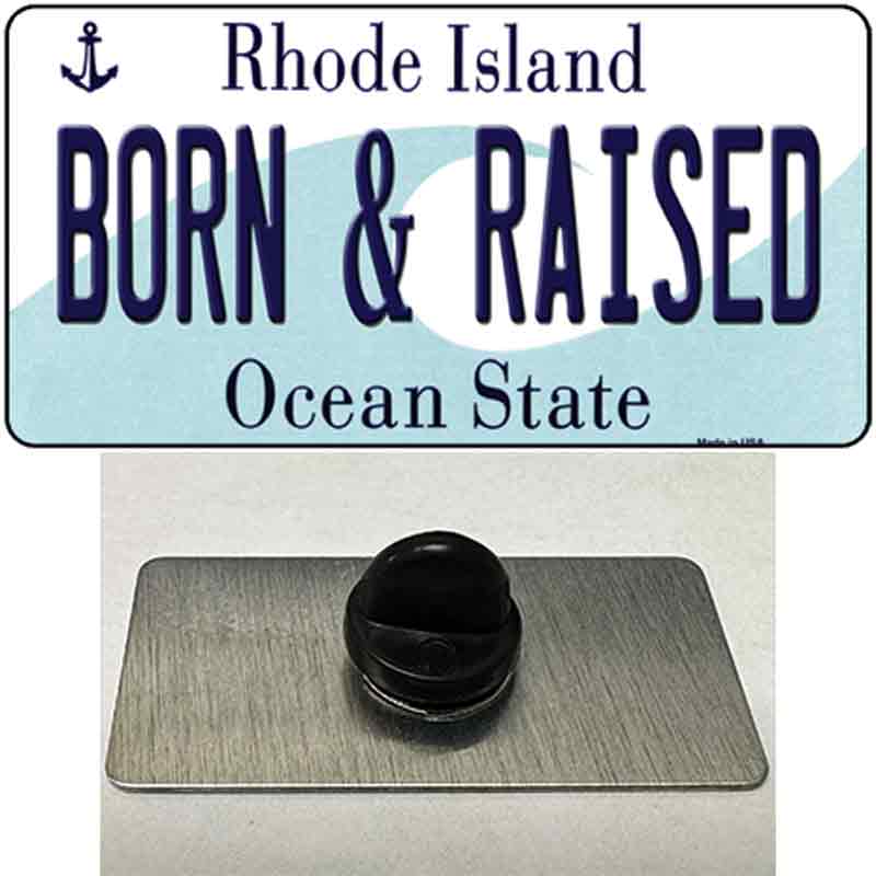 PIN-LP-11217 1.5 x 0.75 in. Born & Raised Rhode Island State Novelty Rectangle Metal Hat Pin