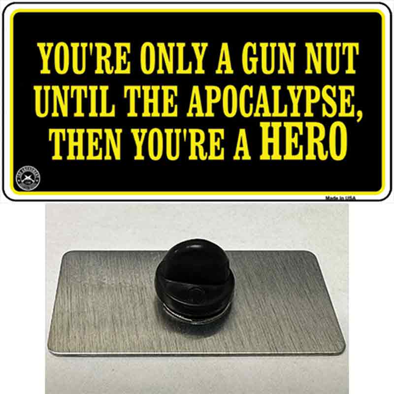PIN-LP-4708 1.5 x 0.75 in. Gun Nut Novelty Rectangle Metal Hat Pin