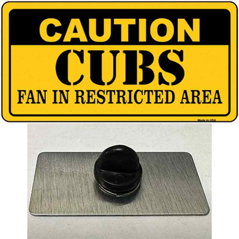 PIN-LP-2628 1.5 x 0.75 in. Caution Cubs Fan Novelty Rectangle Metal Hat Pin