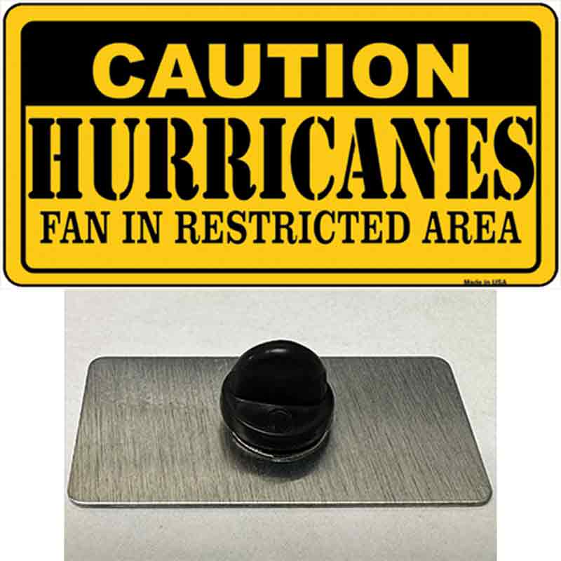 PIN-LP-2656 1.5 x 0.75 in. Caution Hurricanes Novelty Rectangle Metal Hat Pin