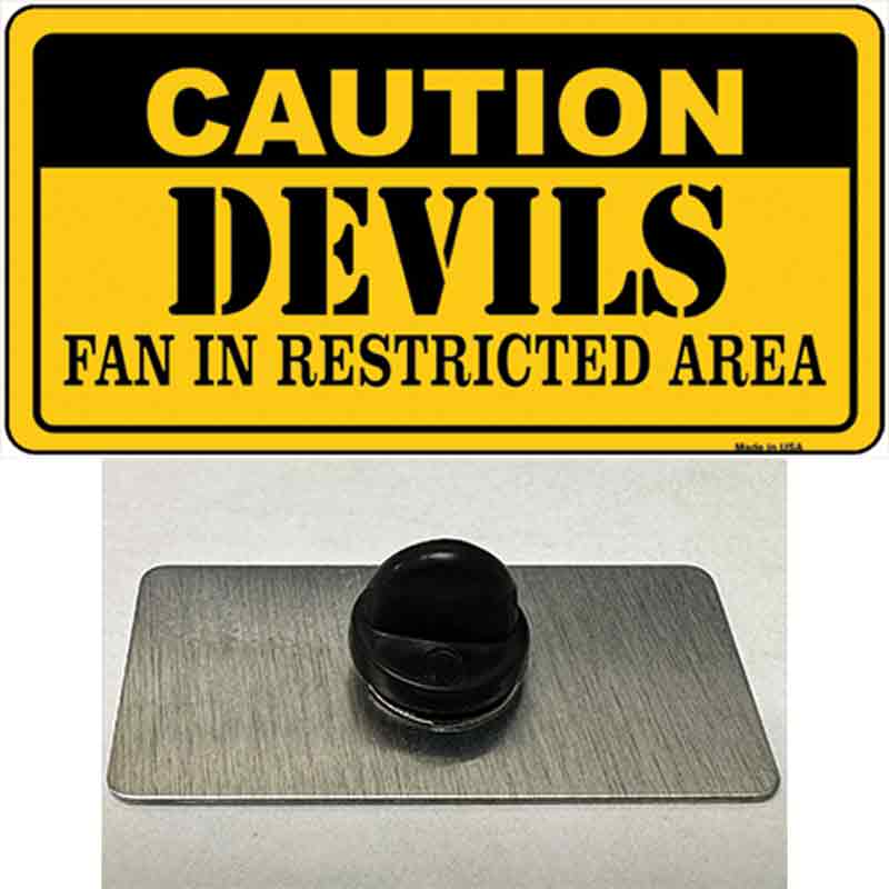 PIN-LP-2659 1.5 x 0.75 in. Caution Devils Novelty Rectangle Metal Hat Pin