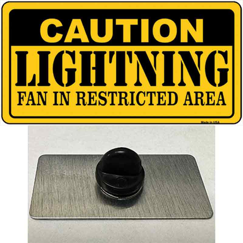 PIN-LP-2665 1.5 x 0.75 in. Caution Lightning Novelty Rectangle Metal Hat Pin