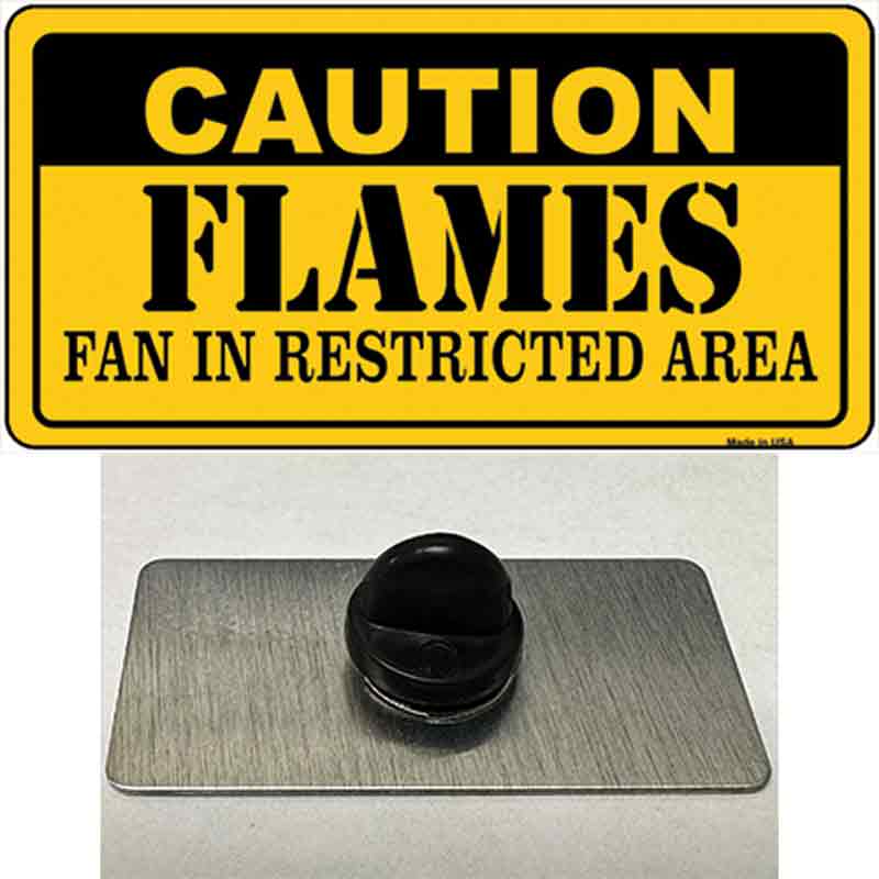 PIN-LP-2670 1.5 x 0.75 in. Caution Flames Novelty Rectangle Metal Hat Pin
