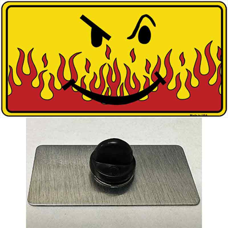 PIN-LP-1135 1.5 x 0.75 in. Smiley Flame Novelty Rectangle Metal Hat Pin