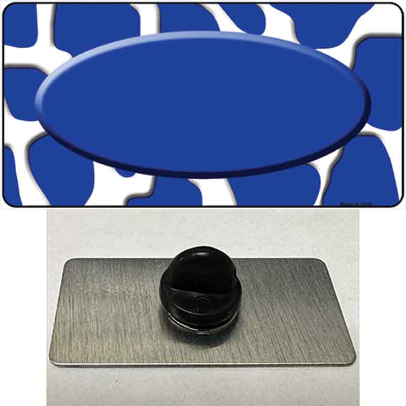 PIN-LP-2953 1.5 x 0.75 in. Blue & White Giraffe Blue Center Oval Novelty Rectangle Metal Hat Pin