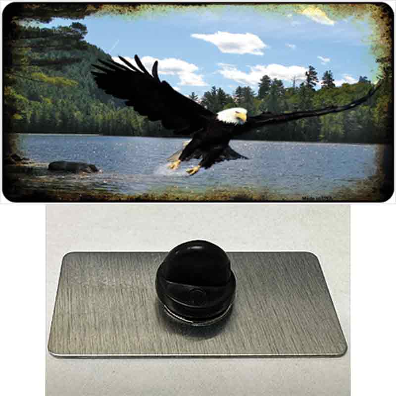 PIN-LP-553 1.5 x 0.75 in. Eagle Over Water Novelty Rectangle Metal Hat Pin