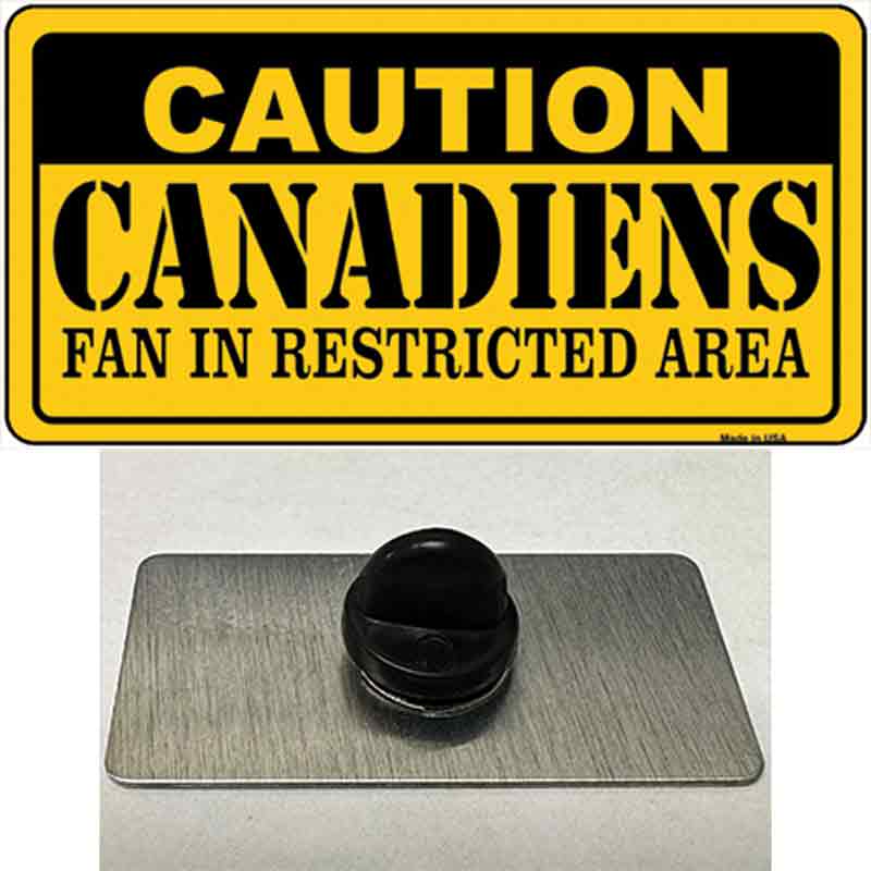 PIN-LP-2658 1.5 x 0.75 in. Caution Canadiens Novelty Rectangle Metal Hat Pin