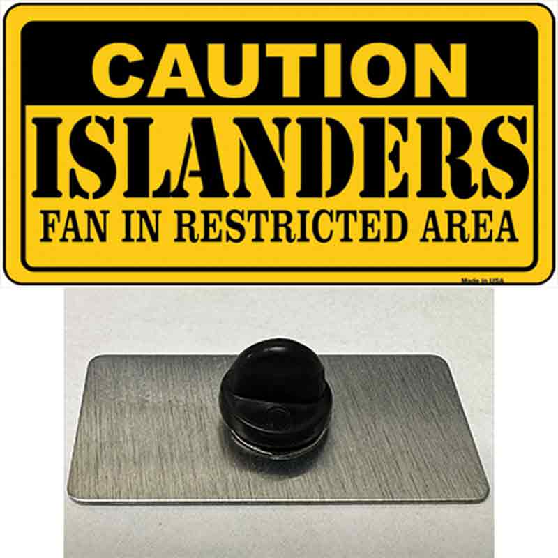 PIN-LP-2660 1.5 x 0.75 in. Caution Islanders Novelty Rectangle Metal Hat Pin
