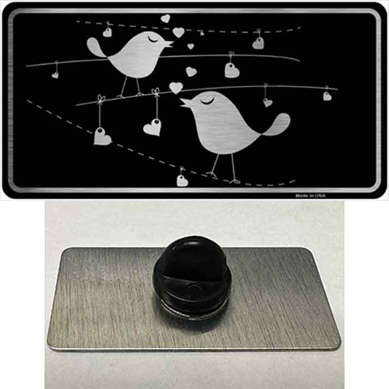 PIN-LPC-1077 1.5 x 0.75 in. Love Birds Black Brushed Chrome Novelty Rectangle Metal Hat Pin
