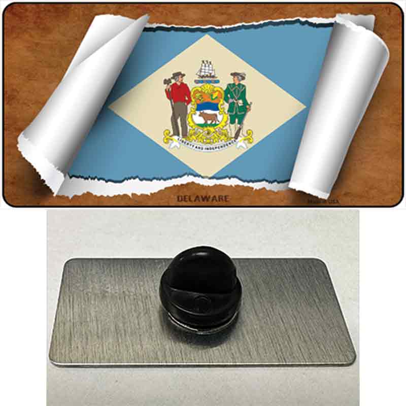 PIN-LP-9014 1.5 x 0.75 in. Delaware Flag Scroll Novelty Rectangle Metal Hat Pin