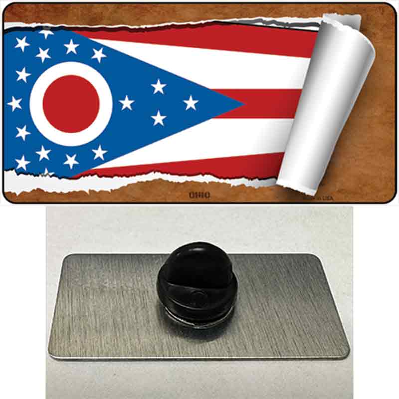 PIN-LP-9041 1.5 x 0.75 in. Ohio Flag Scroll Novelty Rectangle Metal Hat Pin