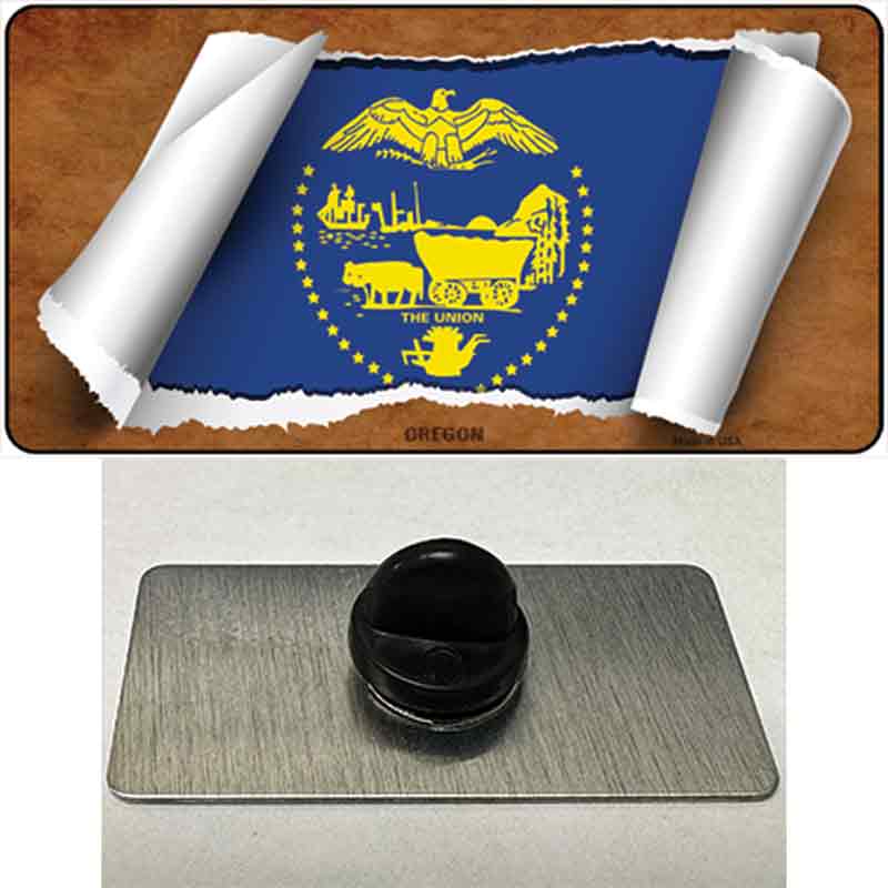 PIN-LP-9043 1.5 x 0.75 in. Oregon Flag Scroll Novelty Rectangle Metal Hat Pin