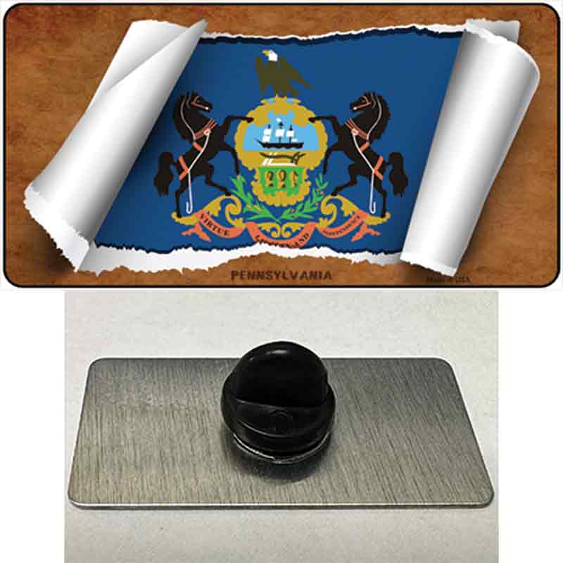 PIN-LP-9044 1.5 x 0.75 in. Pennsylvania Flag Scroll Novelty Rectangle Metal Hat Pin