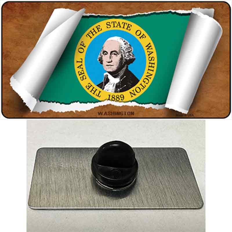 PIN-LP-9053 1.5 x 0.75 in. Washington Flag Scroll Novelty Rectangle Metal Hat Pin