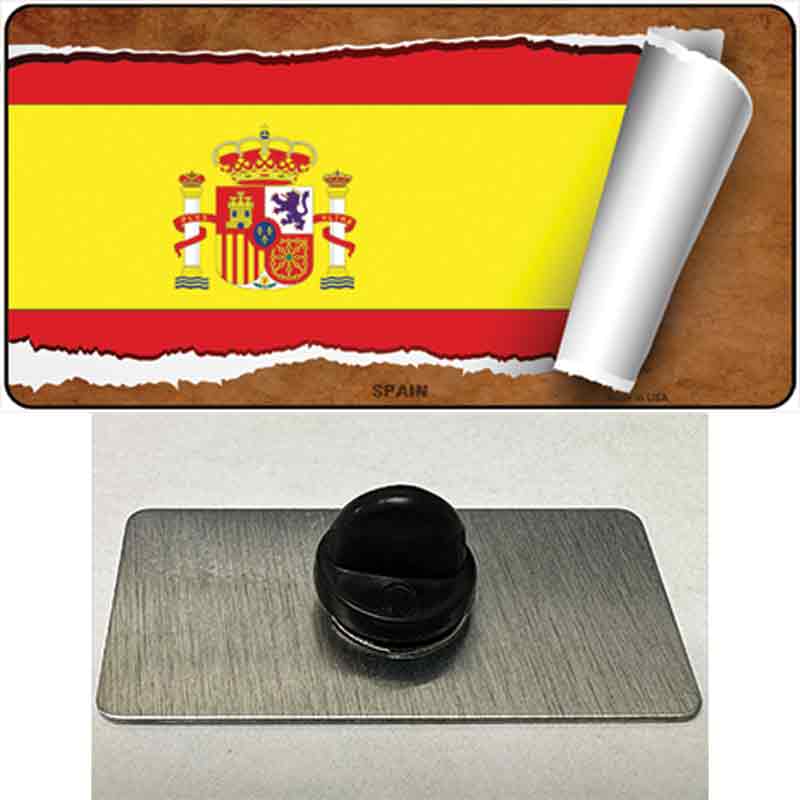 PIN-LP-9086 1.5 x 0.75 in. Spain Flag Scroll Novelty Rectangle Metal Hat Pin