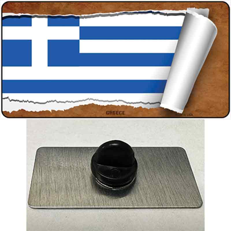 PIN-LP-9092 1.5 x 0.75 in. Greece Flag Scroll Novelty Rectangle Metal Hat Pin