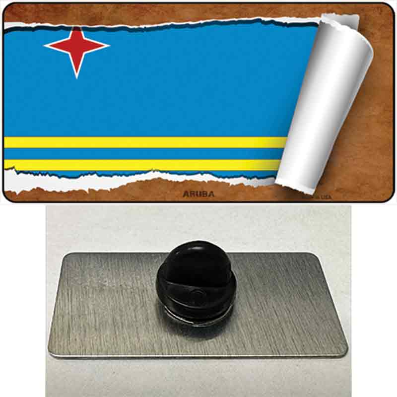 PIN-LP-9127 1.5 x 0.75 in. Aruba Flag Scroll Novelty Rectangle Metal Hat Pin